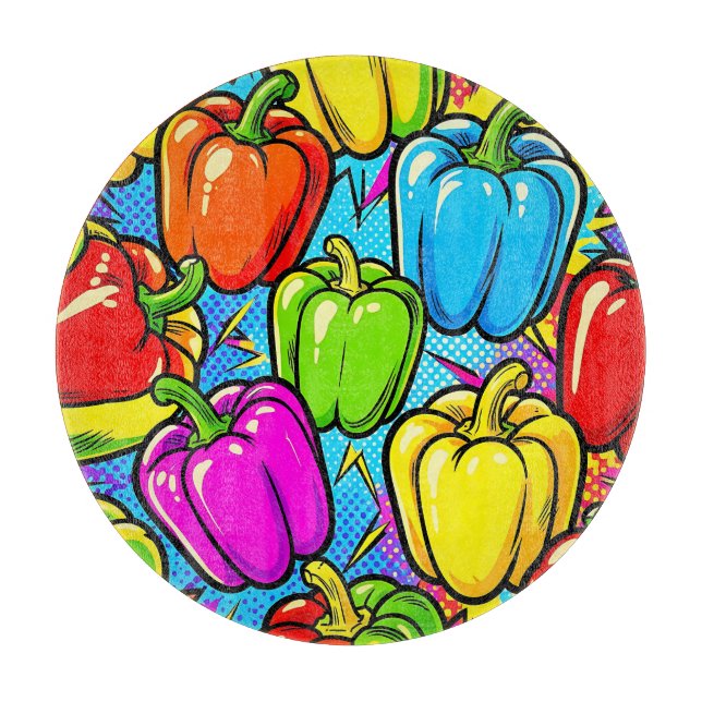 Pop Art Bell Peppers Pattern Cutting Board (Front)