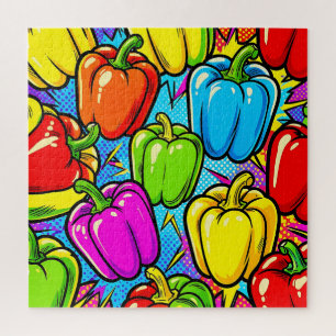 Pop Art Bell Peppers Pattern Jigsaw Puzzle
