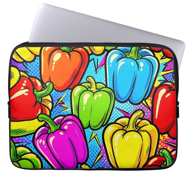 Pop Art Bell Peppers Pattern Laptop Sleeve (Front)