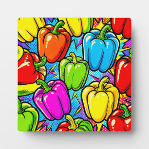 Pop Art Bell Peppers Pattern Plaque