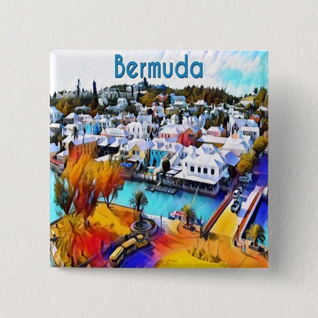 Pop Art Bermuda Pinback Button (Front)