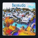 Pop Art Bermuda Square Wall Clock<br><div class="desc">Pop Art 4544 Bermuda

A beautiful landscape photo of downtown St. George Bermuda is transformed into a colorful Pop Art wall clock. 

By https://www.zazzle.com/store/celestesheffey</div>