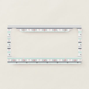 Pop Art BEST MOM Stripe – Bold Retro Love License Plate Frame