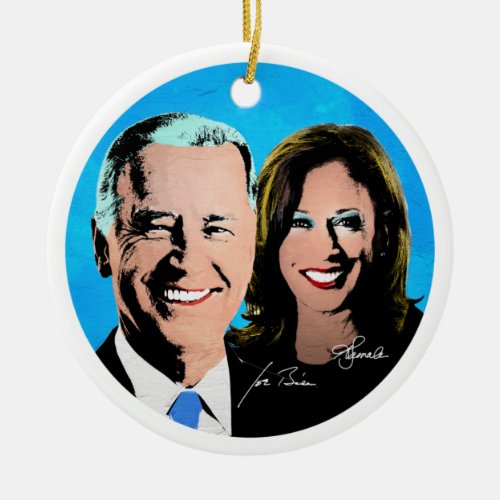 POP ART BIDEN HARRIS PORTRAIT CERAMIC ORNAMENT