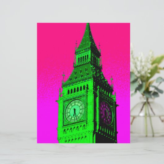 Pop Art Big Ben London Travel Pink Green (Standing Front)