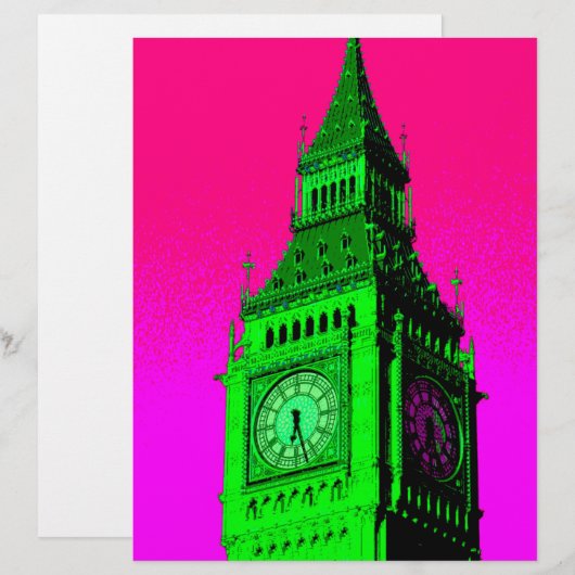 Pop Art Big Ben London Travel Pink Green (Front/Back)