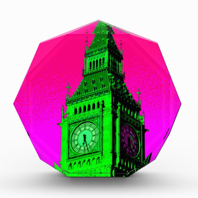 Pop Art Big Ben London Travel Pink Green Award (Front)