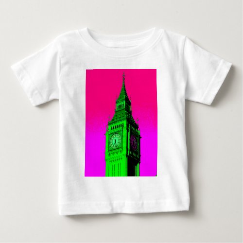 Pop Art Big Ben London Travel Pink Green Baby T_Shirt