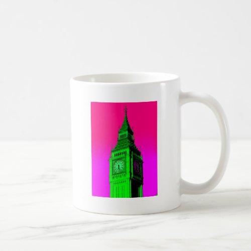 Pop Art Big Ben London Travel Pink Green Coffee Mug