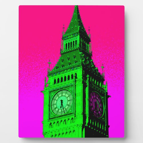 Pop Art Big Ben London Travel Pink Green Plaque