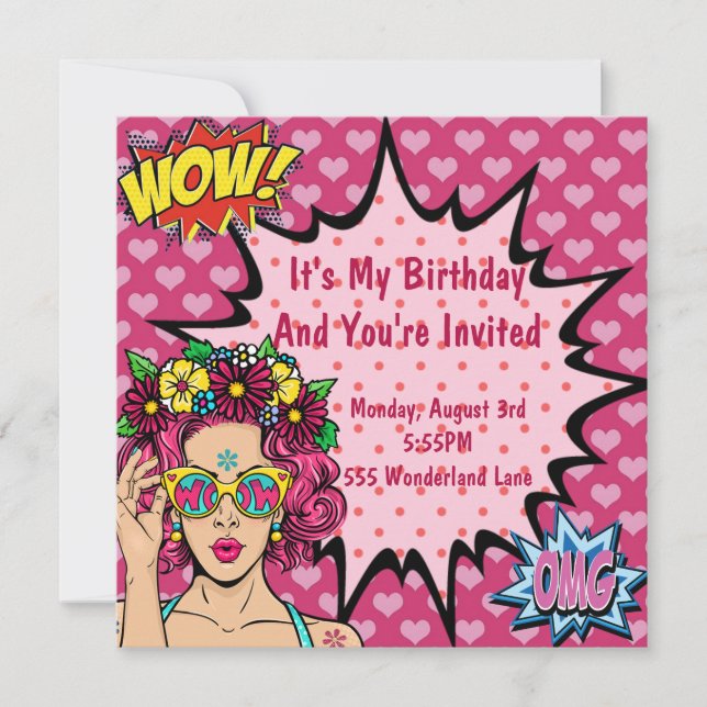 Pop Art Birthday Holiday Card (Front)