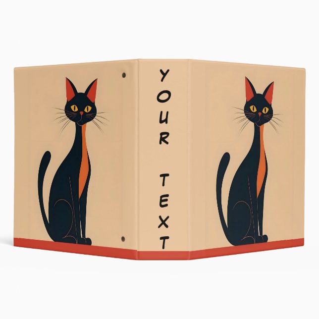 Pop Art Black Cat 3 Ring Binder (Background)