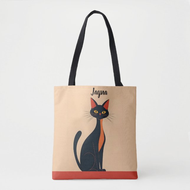 Pop Art Black Cat Tote Bag (Front)