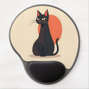 Pop Art Black Cat with Orange Sun Gel Mouse Pad