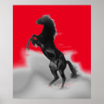 Pop Art Black Red Grey Rearing Horse Poster<br><div class="desc">Wild Horses Artworks,  Paintings,  Photos and Images</div>
