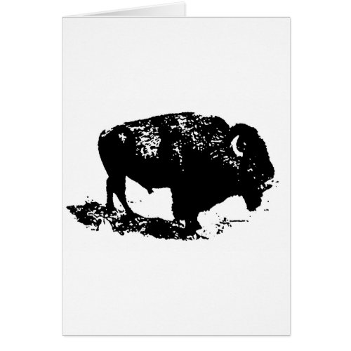 Pop Art Black White Buffalo Bison Silhouette