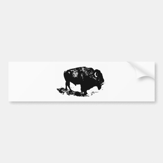 Pop Art Black White Buffalo Bison Silhouette Bumper Sticker (Front)