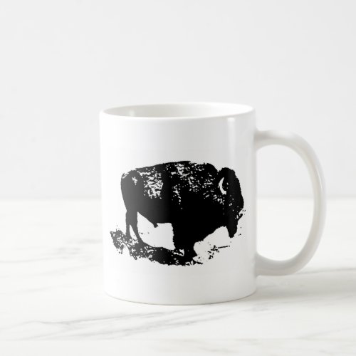 Pop Art Black White Buffalo Bison Silhouette Coffee Mug