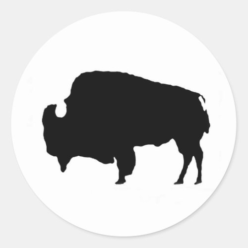 Pop Art Black  White Buffalo Silhouette Classic Round Sticker