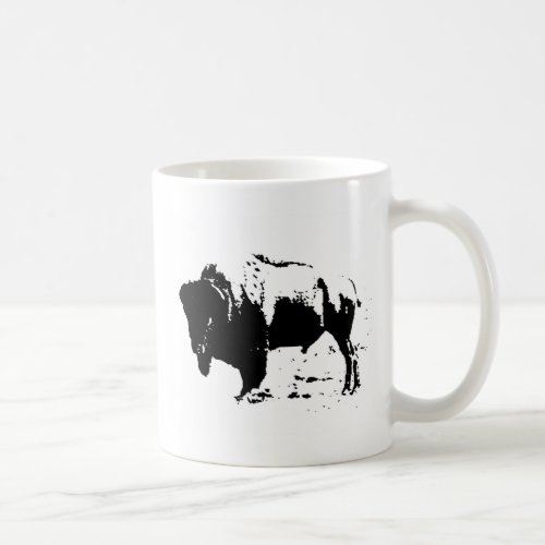 Pop Art Black  White Buffalo Silhouette Coffee Mug