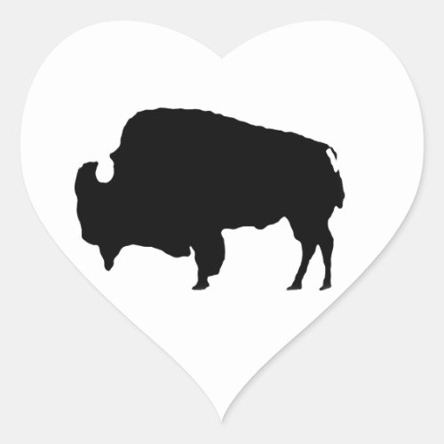 Pop Art Black  White Buffalo Silhouette Heart Sticker