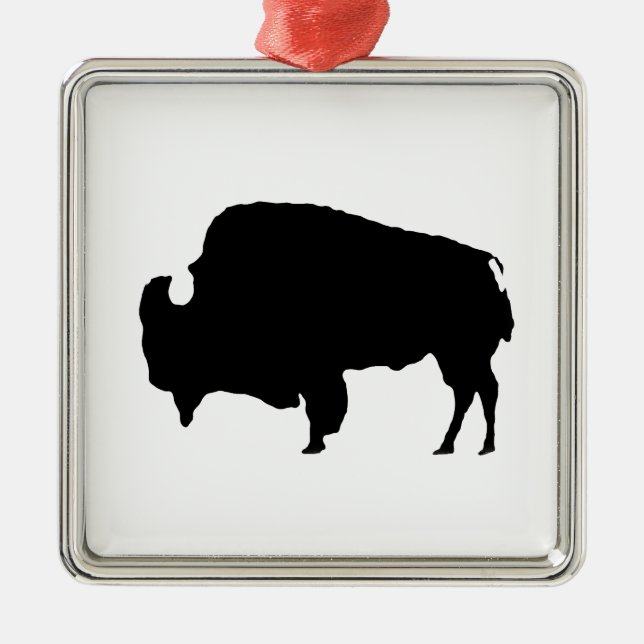 Pop Art Black & White Buffalo Silhouette Metal Ornament (Front)