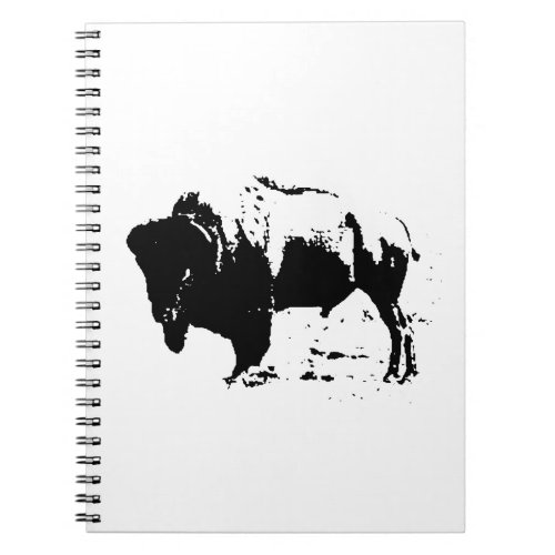 Pop Art Black  White Buffalo Silhouette Notebook