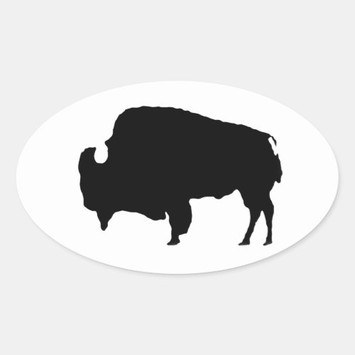 Pop Art Black  White Buffalo Silhouette Oval Sticker