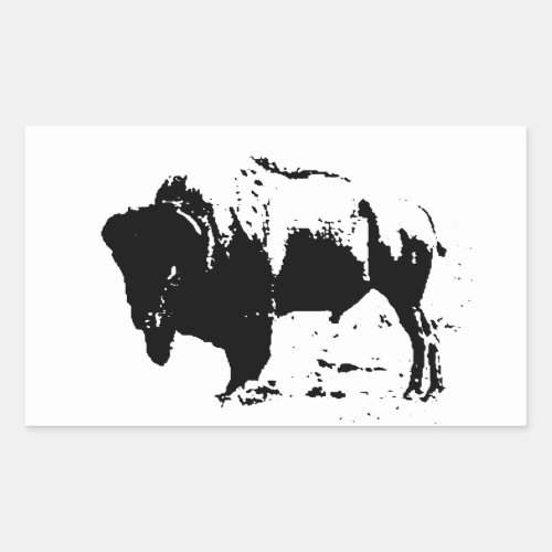 Pop Art Black  White Buffalo Silhouette Rectangular Sticker