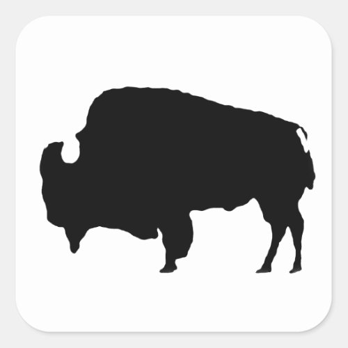 Pop Art Black  White Buffalo Silhouette Square Sticker