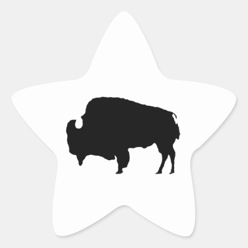 Pop Art Black  White Buffalo Silhouette Star Sticker