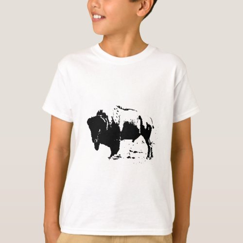 Pop Art Black  White Buffalo Silhouette T_Shirt