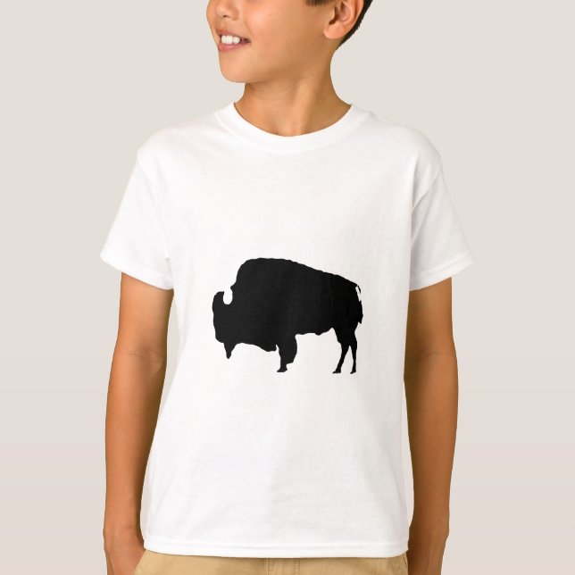Pop Art Black & White Buffalo Silhouette T-Shirt (Front)