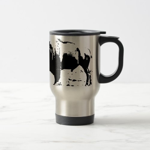 Pop Art Black  White Buffalo Silhouette Travel Mug