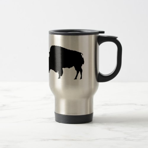 Pop Art Black  White Buffalo Silhouette Travel Mug