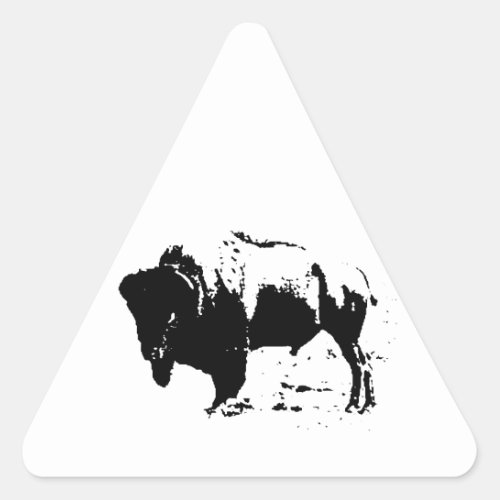 Pop Art Black  White Buffalo Silhouette Triangle Sticker