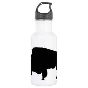 Pop Art Black & White Buffalo Silhouette Water Bottle