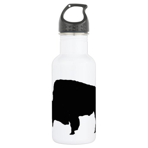 Pop Art Black  White Buffalo Silhouette Water Bottle