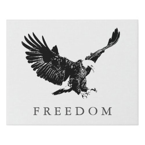 Pop Art Black White Freedom Eagle Landing Faux Canvas Print