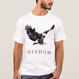 Pop Art Black White Freedom Eagle Landing T-Shirt