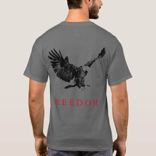 Pop Art Black White Freedom Eagle Landing T_Shirt