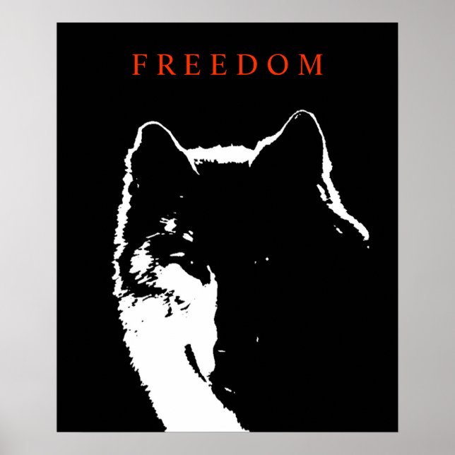 Pop Art Black White Motivational Wolf Poster (Front)