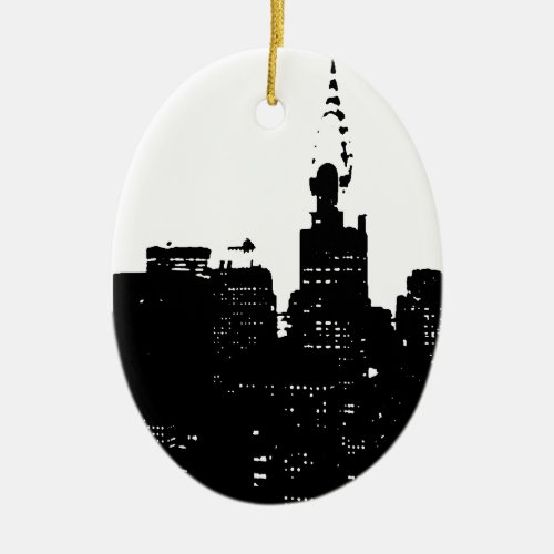 Pop Art Black  White New York Ceramic Ornament