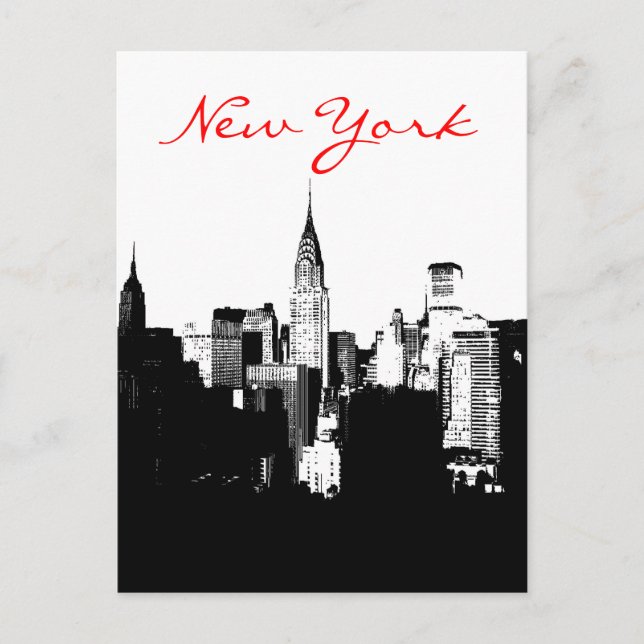 Pop Art Black & White New York City Post Card (Front)