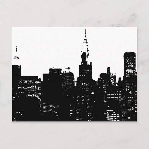 Pop Art Black  White New York Postcard