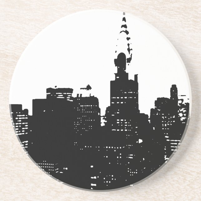 Pop Art Black & White New York Sandstone Coaster (Front)