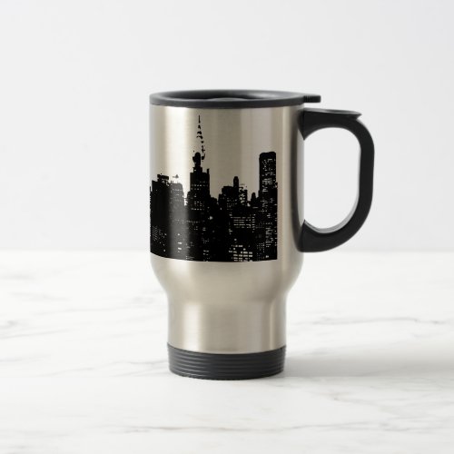 Pop Art Black  White New York Travel Mug