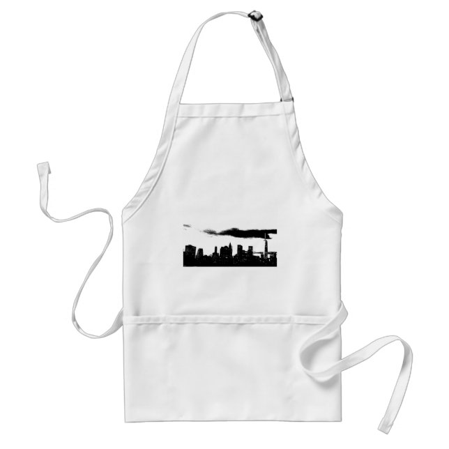 Pop Art Black White NYC New York City Adult Apron (Front)