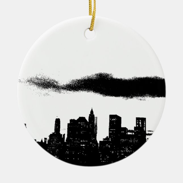 Pop Art Black White NYC New York City Ceramic Ornament (Front)