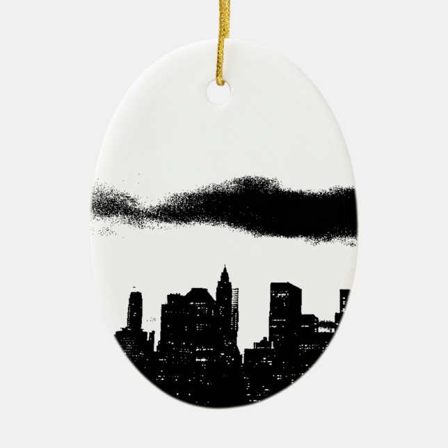 Pop Art Black White NYC New York City Ceramic Ornament (Front)